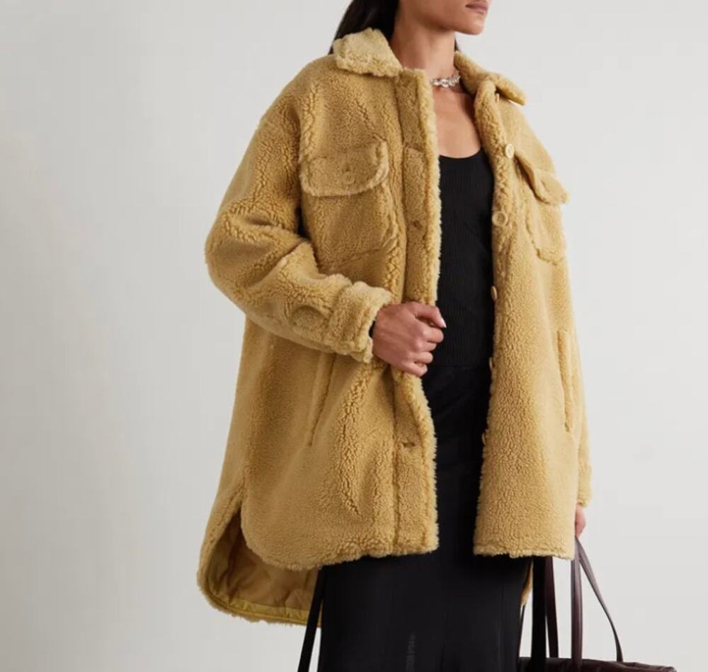 stand studio sabi faux shearling oversized teddy jacket